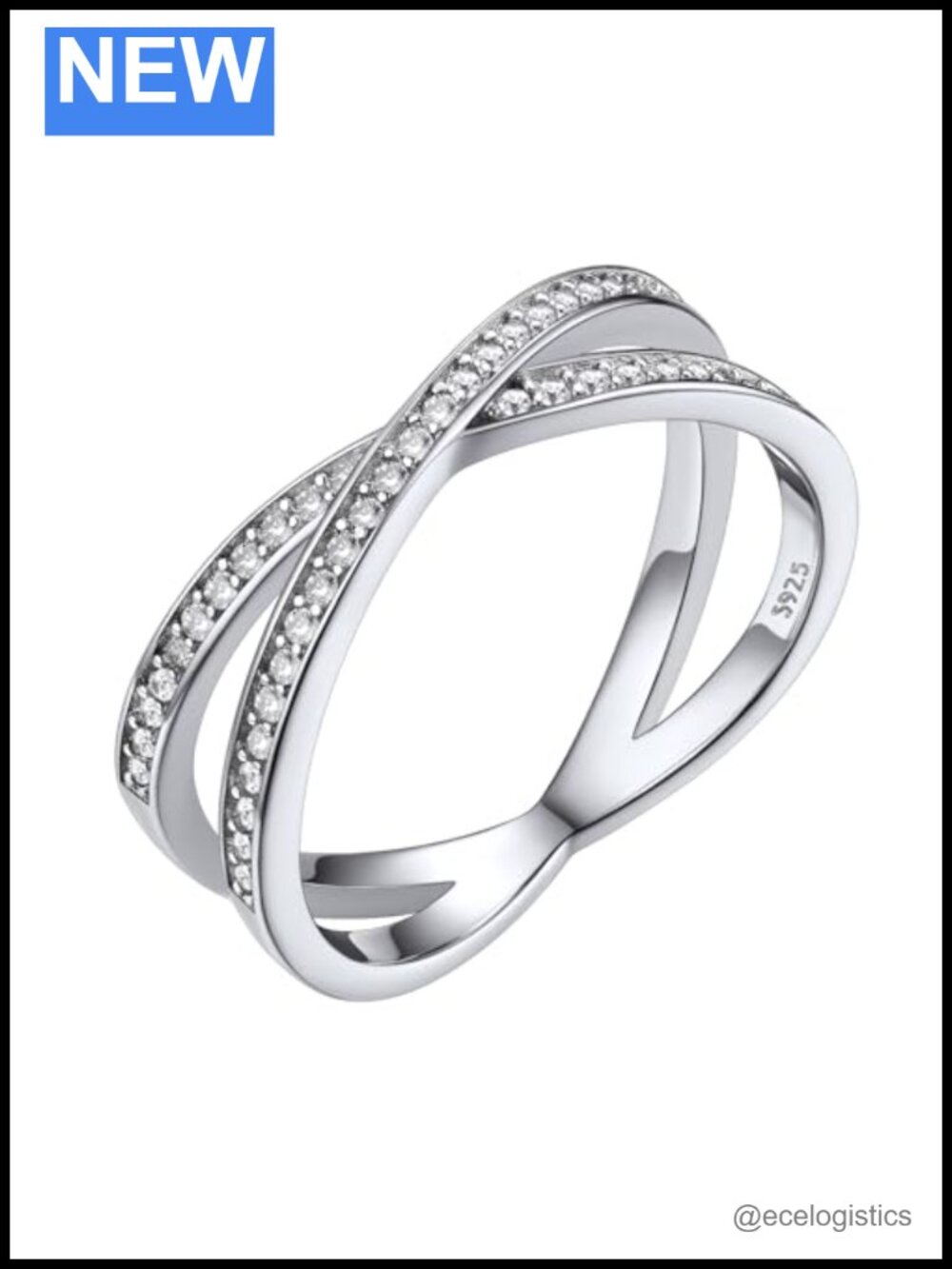 Sterling Silver Cubic Zirconia Criss Cross Ring